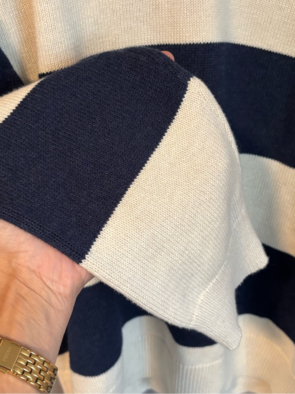 L.L. Bean Men’s Navy & White Striped Cotton Cashmere Rugby Sweater size XL - Picture 4 of 5